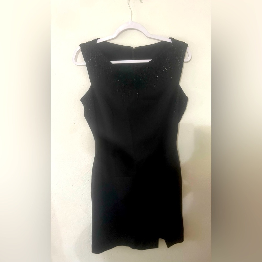 One of a kind hand beaded black, formal dress, size 12
